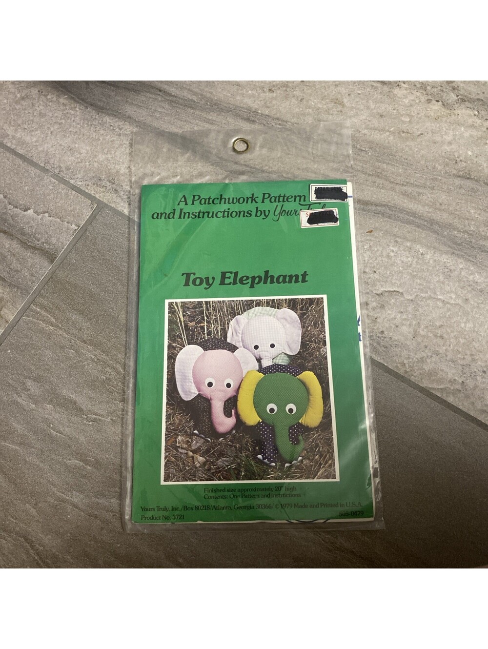 YOURS TRULY PATCHWORK PATTERN ~ 20" TOY ELEPHANT Craft Sewing Project